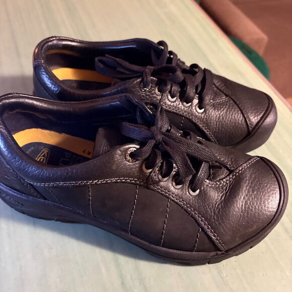 Womens Keen Black Leather Presidio Hiking Comfort Sneakers  Size 8 - Picture 1 of 9
